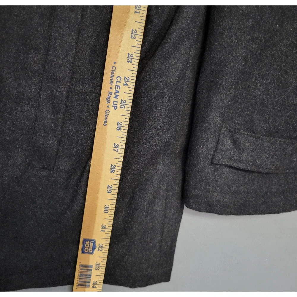Carbon Coat Mens XL Charcoal Gray Wool Blend Car Coat Button Front Lined Pockets